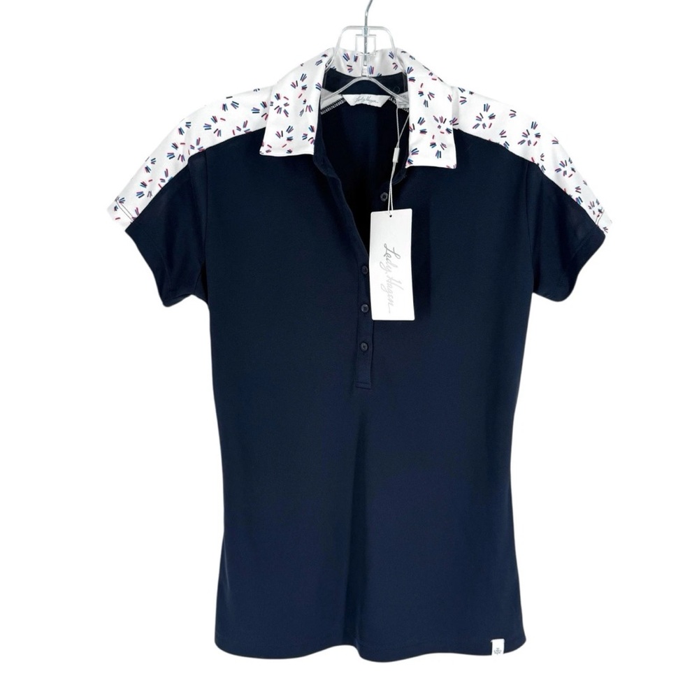 Lady Hagen Golf Polo Shirt Womens Size XS Navy Firework Confetti Moisture Wick
